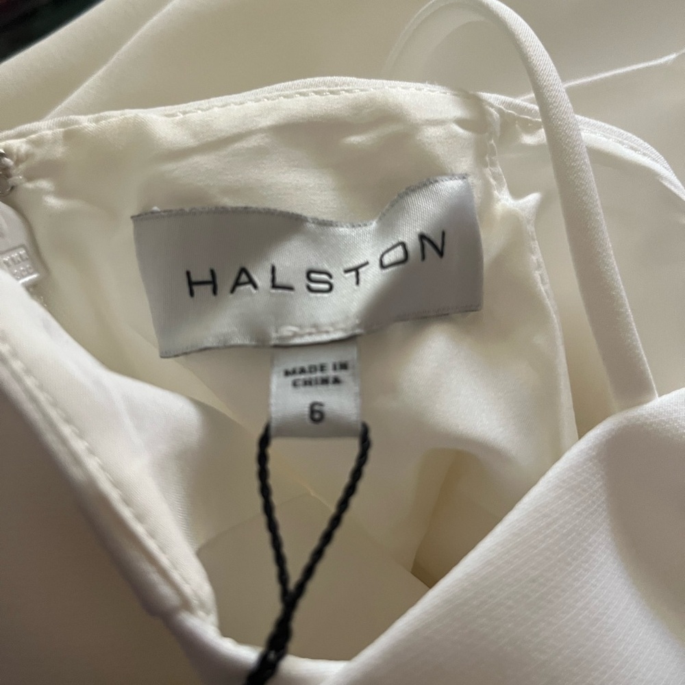 Halston Heritage White Cutout High-Low Gown - Picture 6 of 8